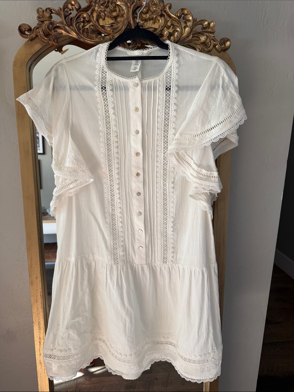 H&M White Lace-Trim Mini Dress - Picture 1 of 3